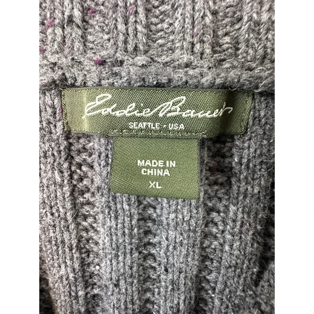 Eddie Bauer Cardigan Sweater Women XL Angora Blend Ribbed Shawl Collar Button Up